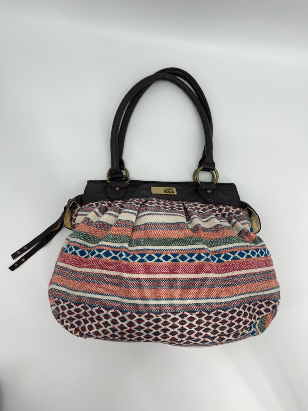 Roxy Boho Woven Shoulder Bag Eclectic Y2K Hobo Slouchy Effortless Southwestern - Picture 3 of 12